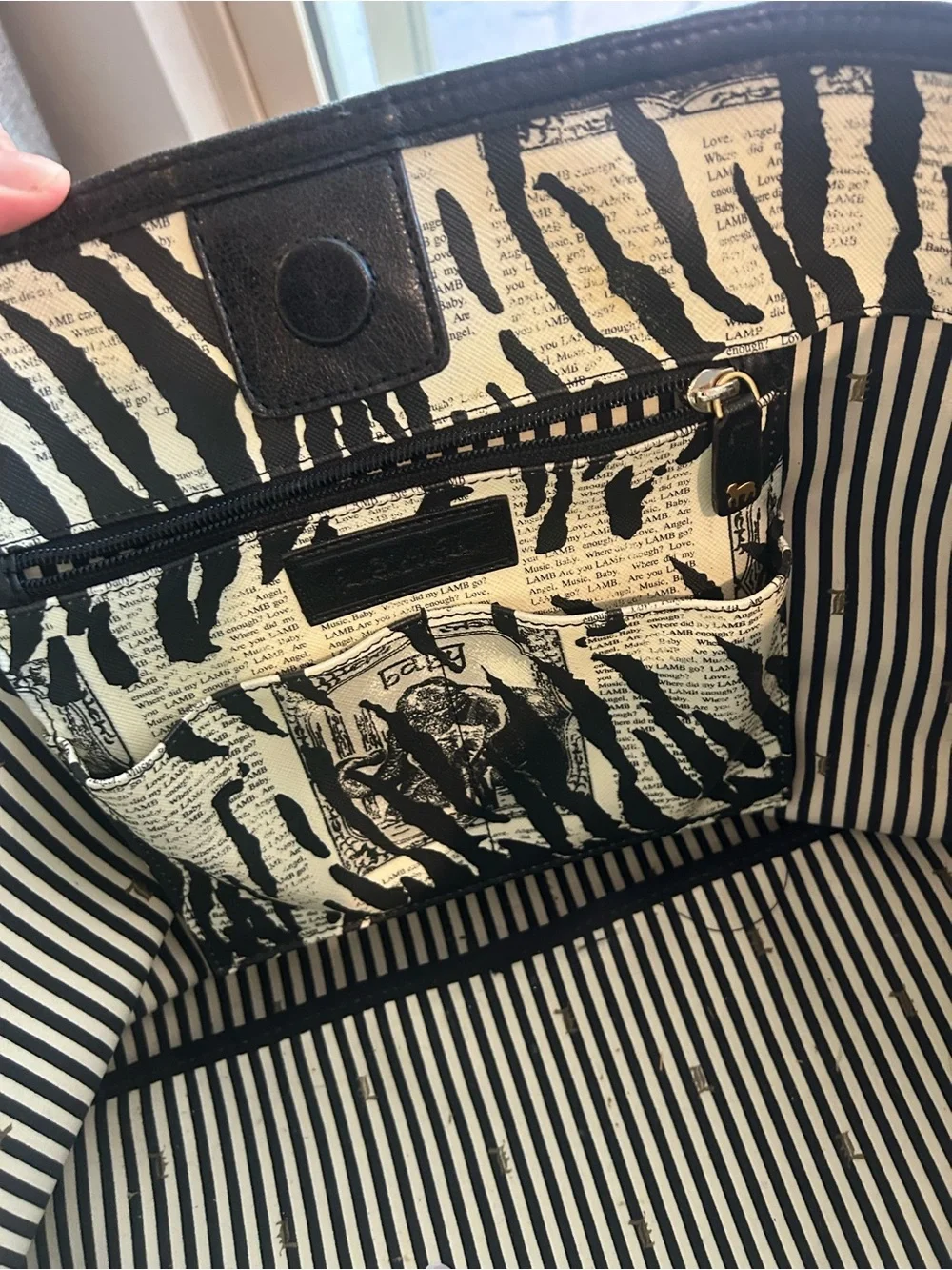 LAMB Black & White Zebra Print Tote Bag - Picture 10 of 14